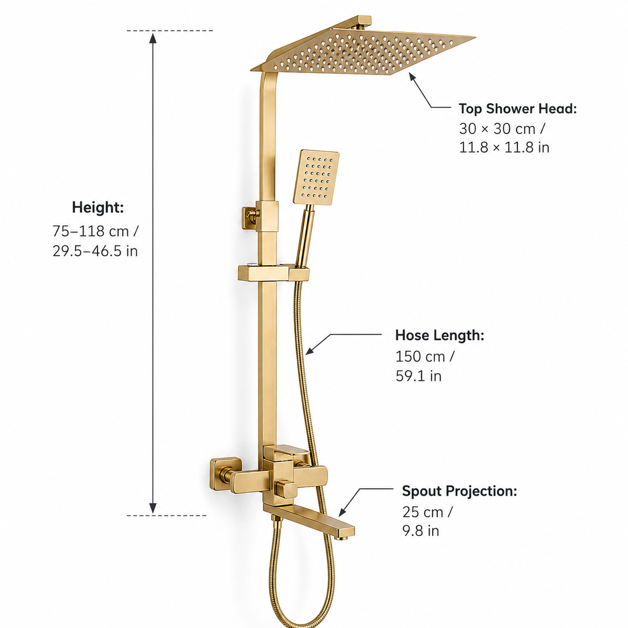 Brushed Gold Shower Faucet Shower System