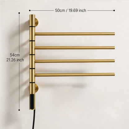 Wall-Mounted Rotating Heated Towel Rack with 4 Swivel Bars