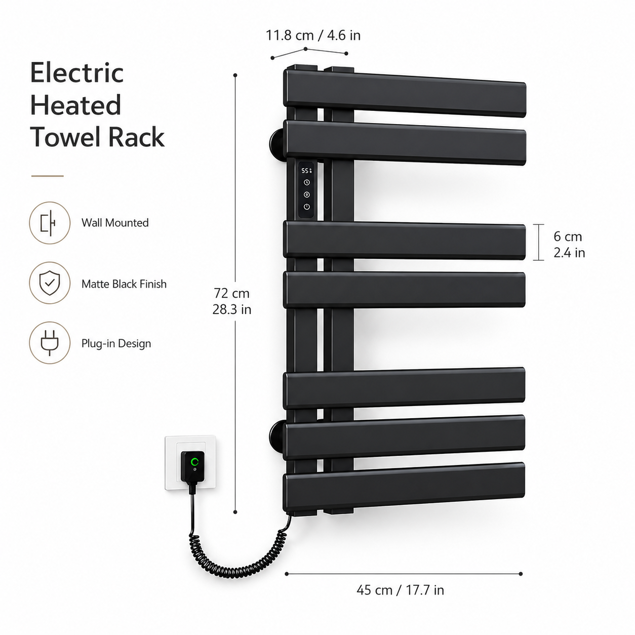 Electric Heated Towel Rack with WiFi Control