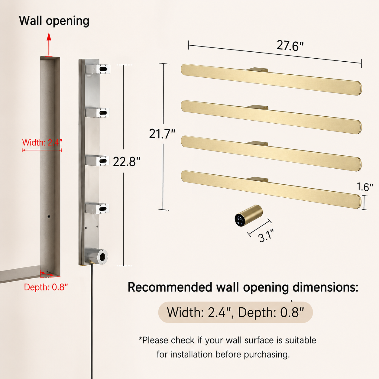 Smart Electric Heated Towel Rack Towel Warmers 4 Bars