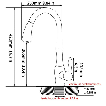 High-Arc Pull-Out Kitchen Faucet with Dual-Function Sprayer and 360° Swivel Spout