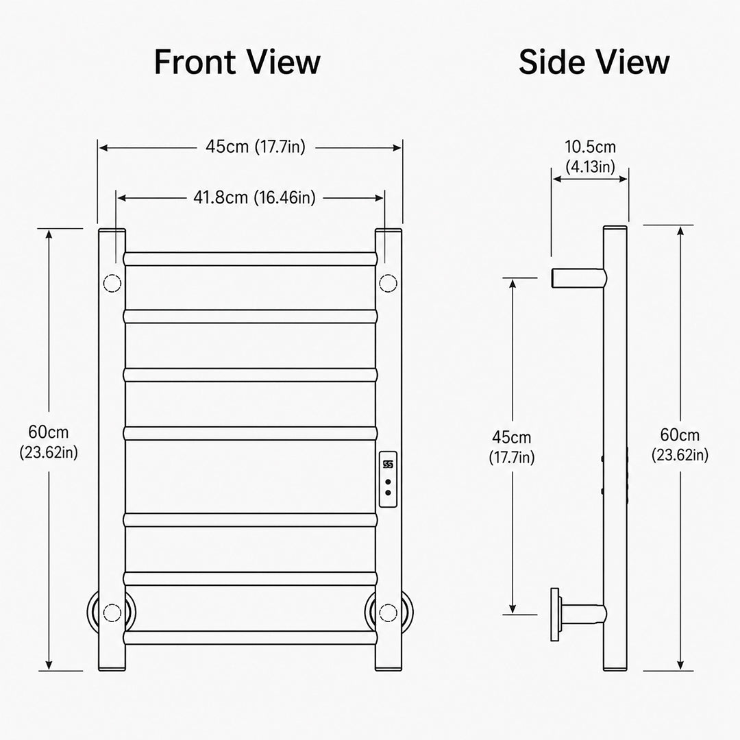 Stainless Steel Wall-Mounted Electric Heated Towel Rack
