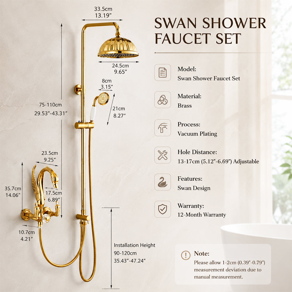 Bathroom Shower Faucet Set Swan Rainfall Shower System