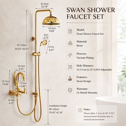 Bathroom Shower Faucet Set Swan Rainfall Shower System