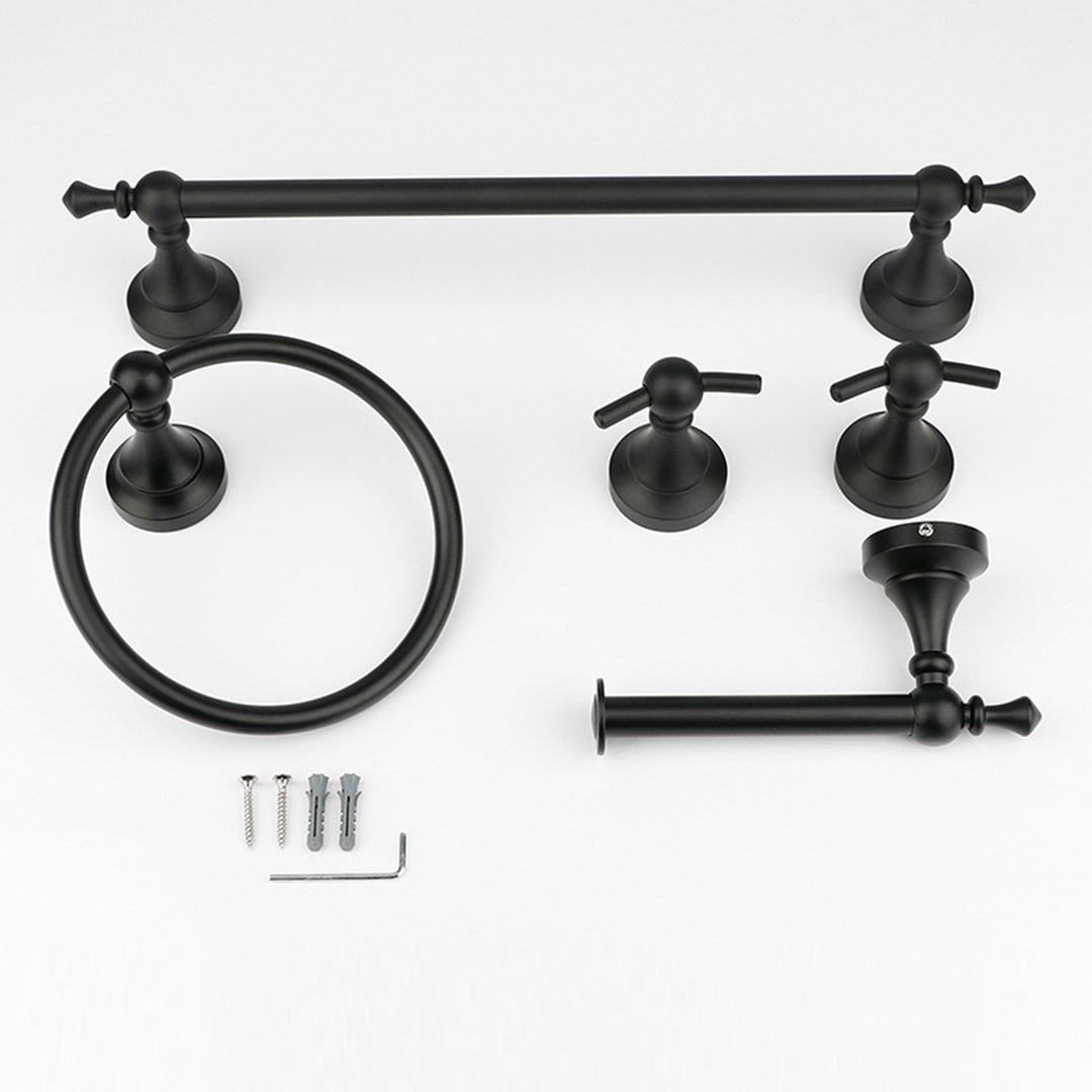5-Piece Wall-Mounted Bathroom Hardware Set with Towel Bar, Ring & Hooks