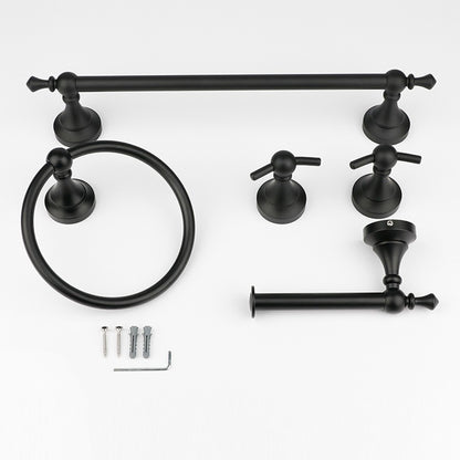 5-Piece Wall-Mounted Bathroom Hardware Set with Towel Bar, Ring & Hooks