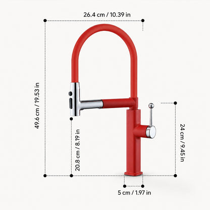 Pull-Down Kitchen Faucet with Flexible Spout and Single Handle
