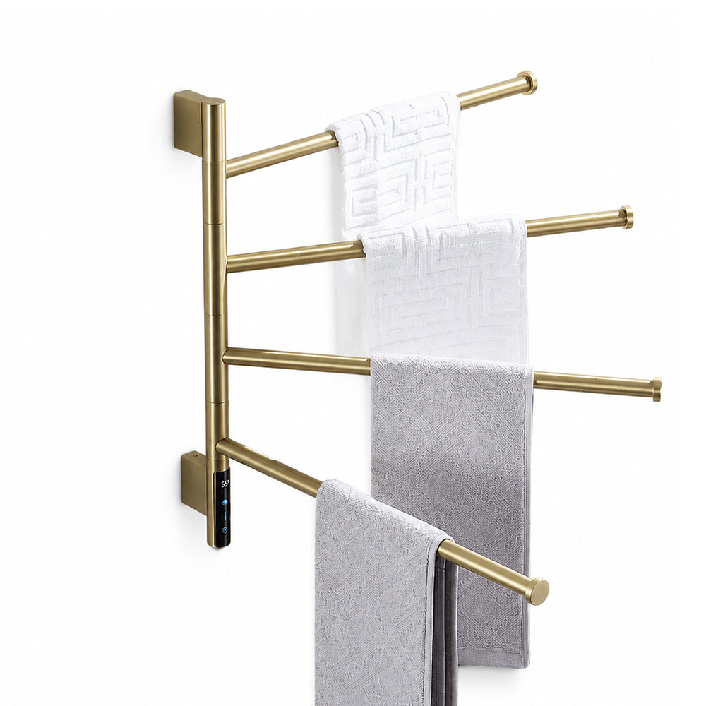 360 swivel electric heated towel rack brushed gold