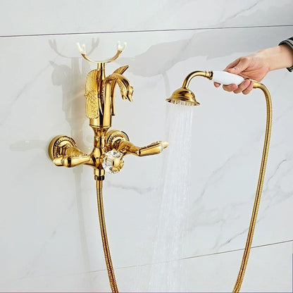Brass Bathroom Bathtub Faucet Polished Golden Bath Shower System Bath Faucet