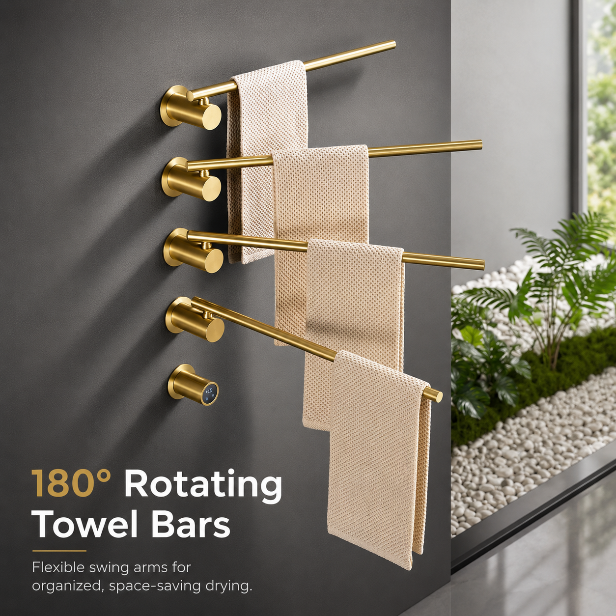 Wall Mounted Electric Heated Towel Rack with Swivel Bars Towel Warmers