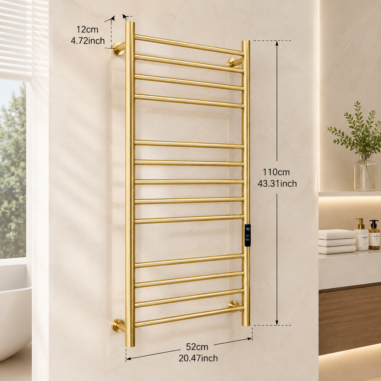Luxury Smart Electric Heated Towel Rack with Digital Temperature Control – Modern Wall Mounted Bathroom Towel Warmer