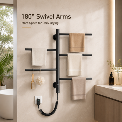 Swivel Electric Heated Towel Rack with Timer