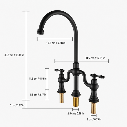 Kitchen Faucet Dual Handle High Arc Luxury Tap