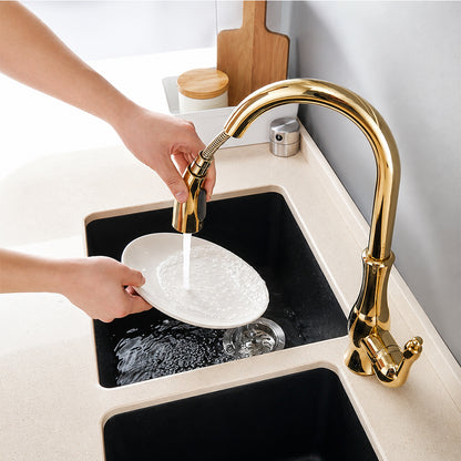 High-Arc Pull-Out Kitchen Faucet with Dual-Function Sprayer and 360° Swivel Spout