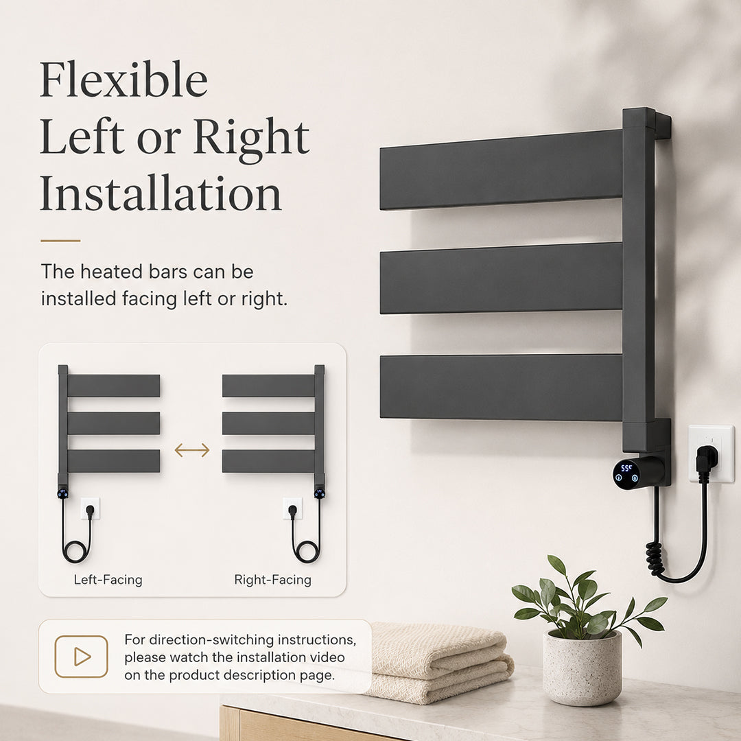 Stainless Steel Wall-Mounted Bathroom Heated Towel Rack