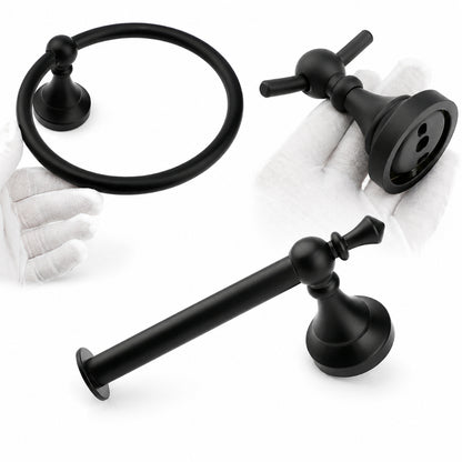 5-Piece Wall-Mounted Bathroom Hardware Set with Towel Bar, Ring & Hooks