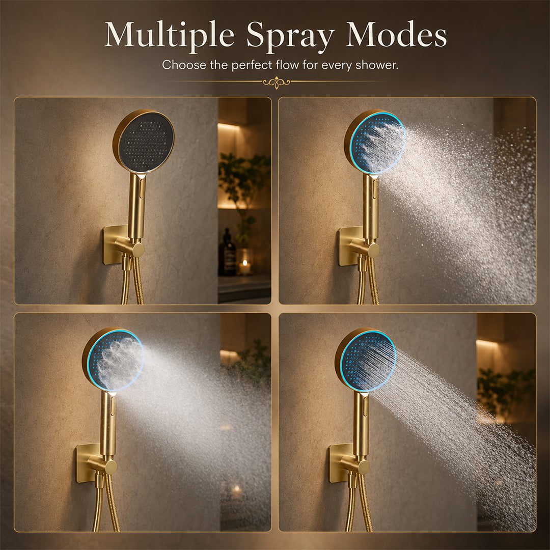 Concealed LED Ceiling Rain Shower System with Handheld Sprayer