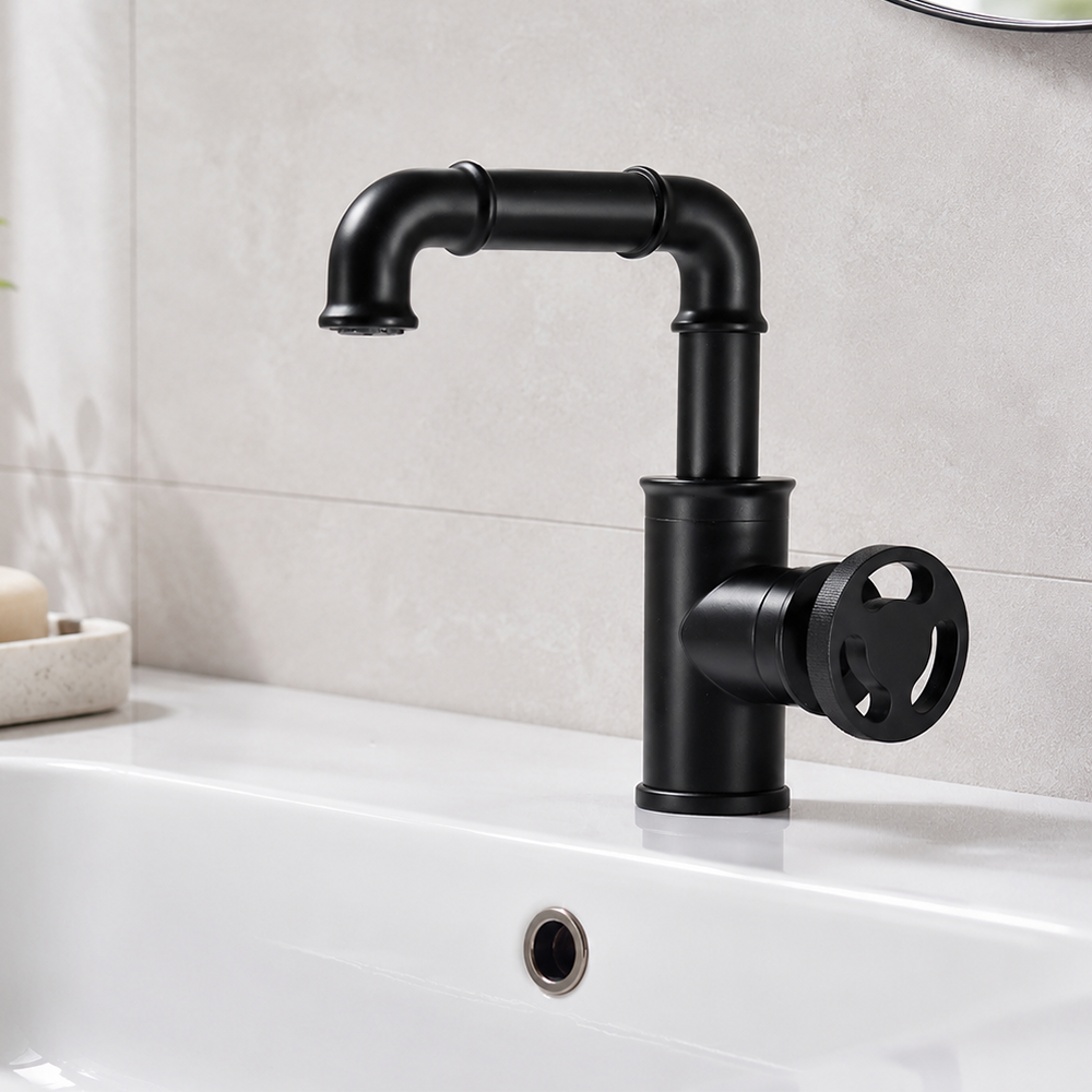 Bathroom Faucet Sink Taps with Vintage Wheel Handle Basin Faucet