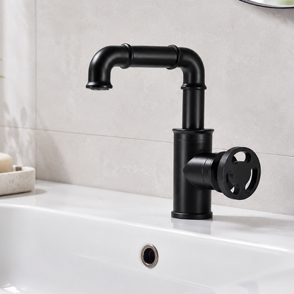Bathroom Faucet Sink Taps with Vintage Wheel Handle Basin Faucet
