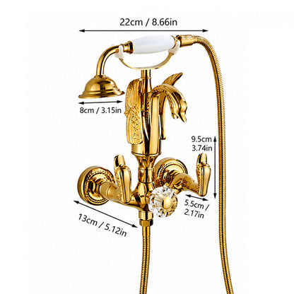 Brass Bathroom Bathtub Faucet Polished Golden Bath Shower System Bath Faucet