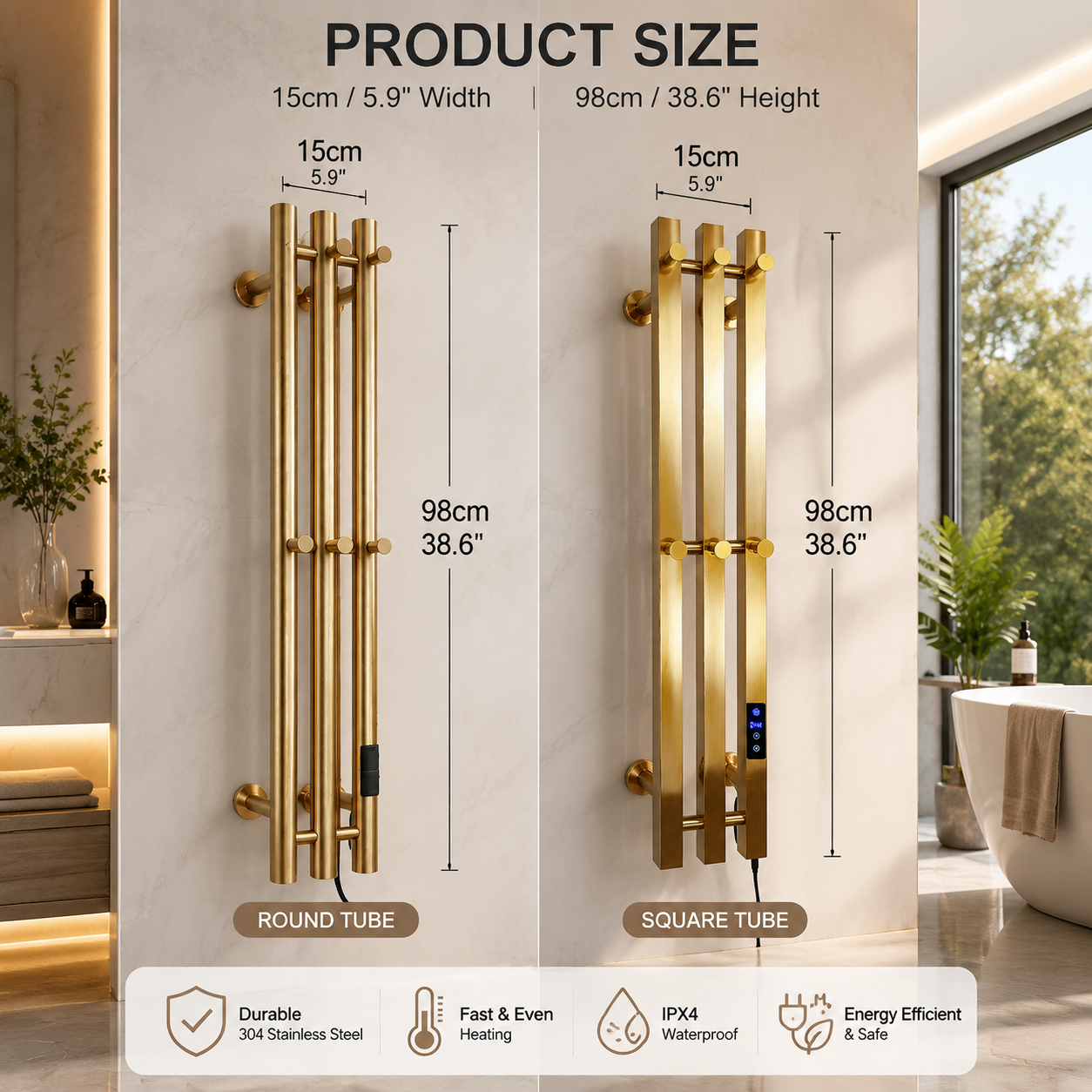 Warmohome Bathroom Heated Towel Rack Heated Towel Warmer for Modern Luxury Bathrooms