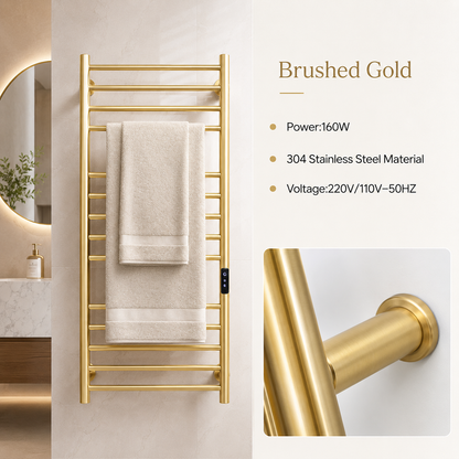 Luxury Smart Electric Heated Towel Rack with Digital Temperature Control – Modern Wall Mounted Bathroom Towel Warmer