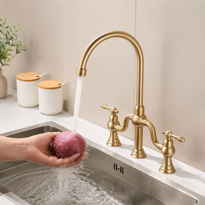 Kitchen Faucet Dual Handle High Arc Luxury Tap