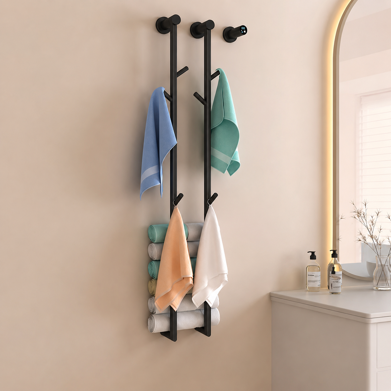 Concealed Hardwired Installation Bathroom Towel Warmer Fast Drying  Stainless Steel Electric Heated Towel Rack