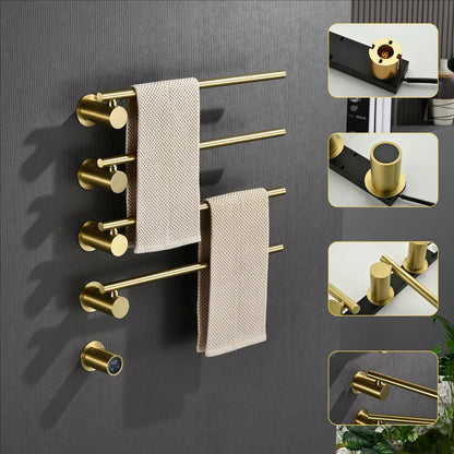 Wall Mounted Electric Heated Towel Rack with Swivel Bars Towel Warmers