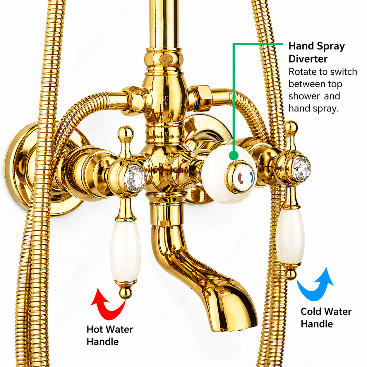 Luxury Bathroom Shower Faucet Set Rainfall Shower System Wall Mount Bathroom Faucet