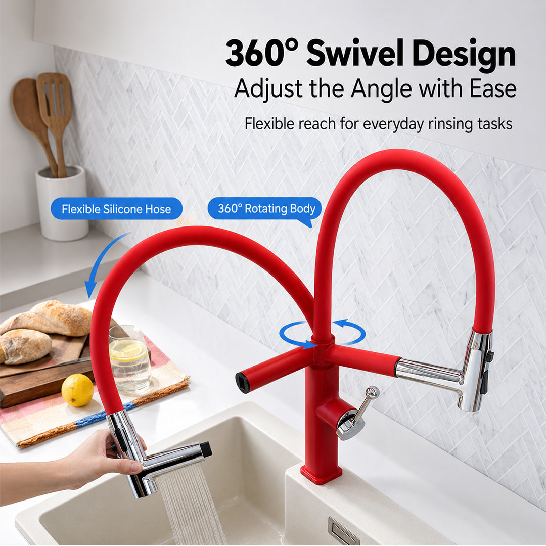 Pull-Down Kitchen Faucet with Flexible Spout and Single Handle