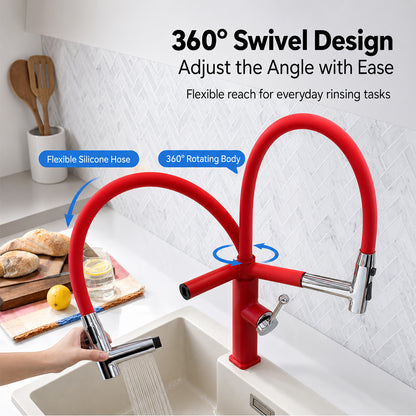 Pull-Down Kitchen Faucet with Flexible Spout and Single Handle