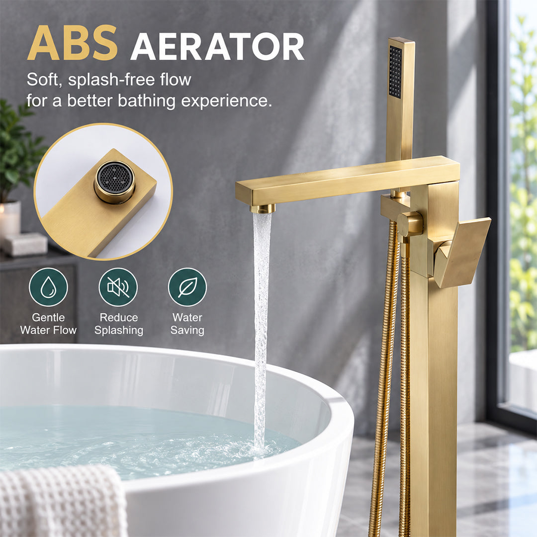Bathroom Tub Faucet with Hand Shower Bathtub Faucet – Floor or Wall Inlet Installation