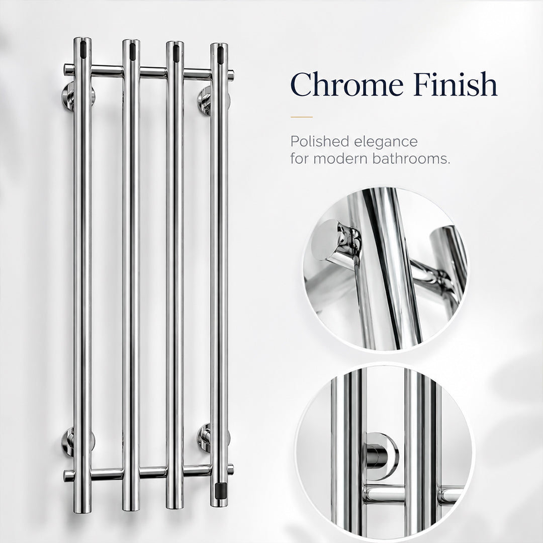 Stainless Steel Electric Heated Towel Rack with Hooks