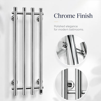 Stainless Steel Electric Heated Towel Rack with Hooks