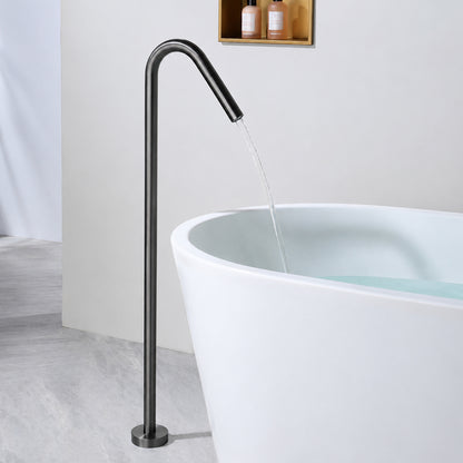 Floor-Mounted Bathtub Faucet with Concealed Controls and Handheld Shower