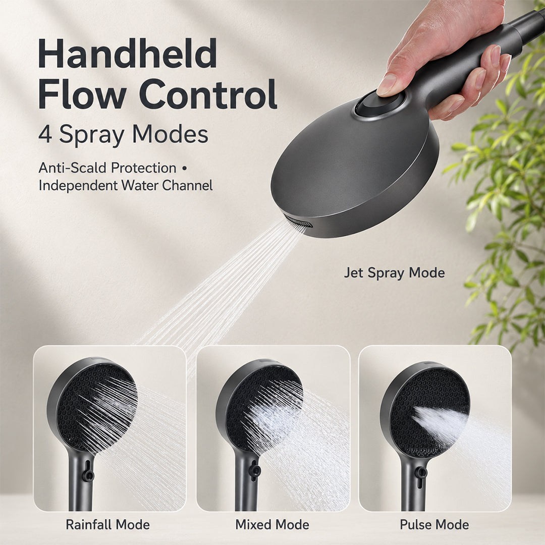 Concealed Shower System with Rainfall Shower & Multi-Mode Handheld Spray
