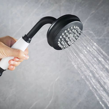 Double Handle Matte Black Freestanding Bathtub Faucet with Hand Shower