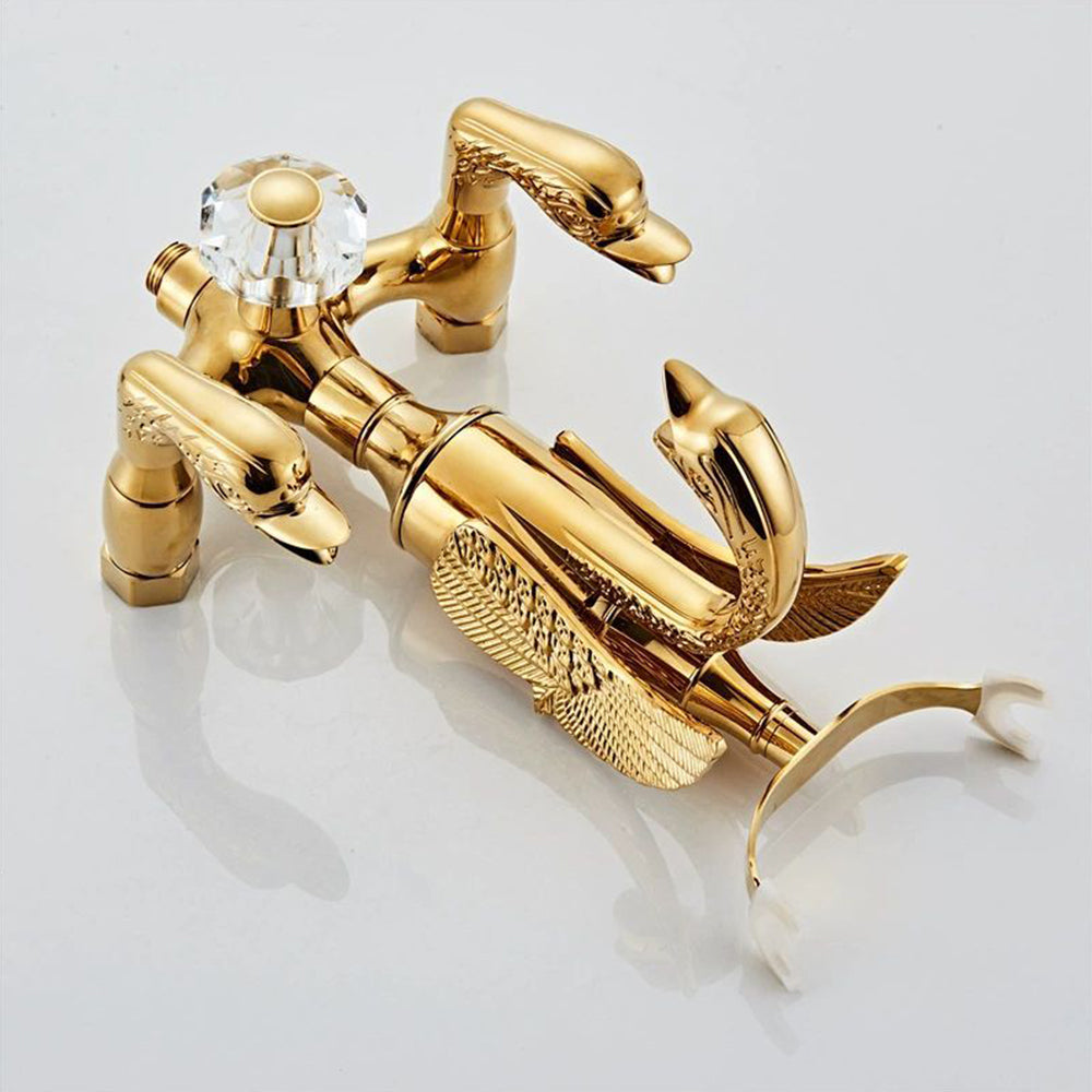Brass Bathroom Bathtub Faucet Polished Golden Bath Shower System Bath Faucet