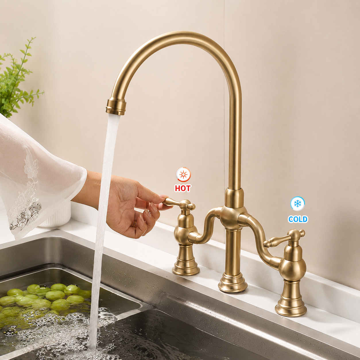 Kitchen Faucet Dual Handle High Arc Luxury Tap