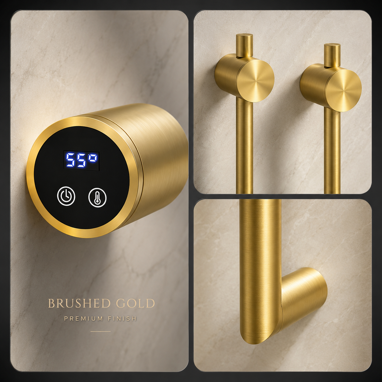 Electric Heated Towel Rack, Brushed Gold Wall Mounted Towel Warmer