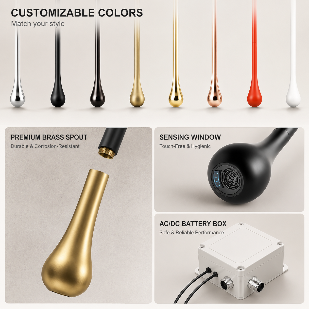 Luxury Smart Sensor Hanging Faucet – Custom Length Touchless Basin Faucet for Modern Bathroom Sink