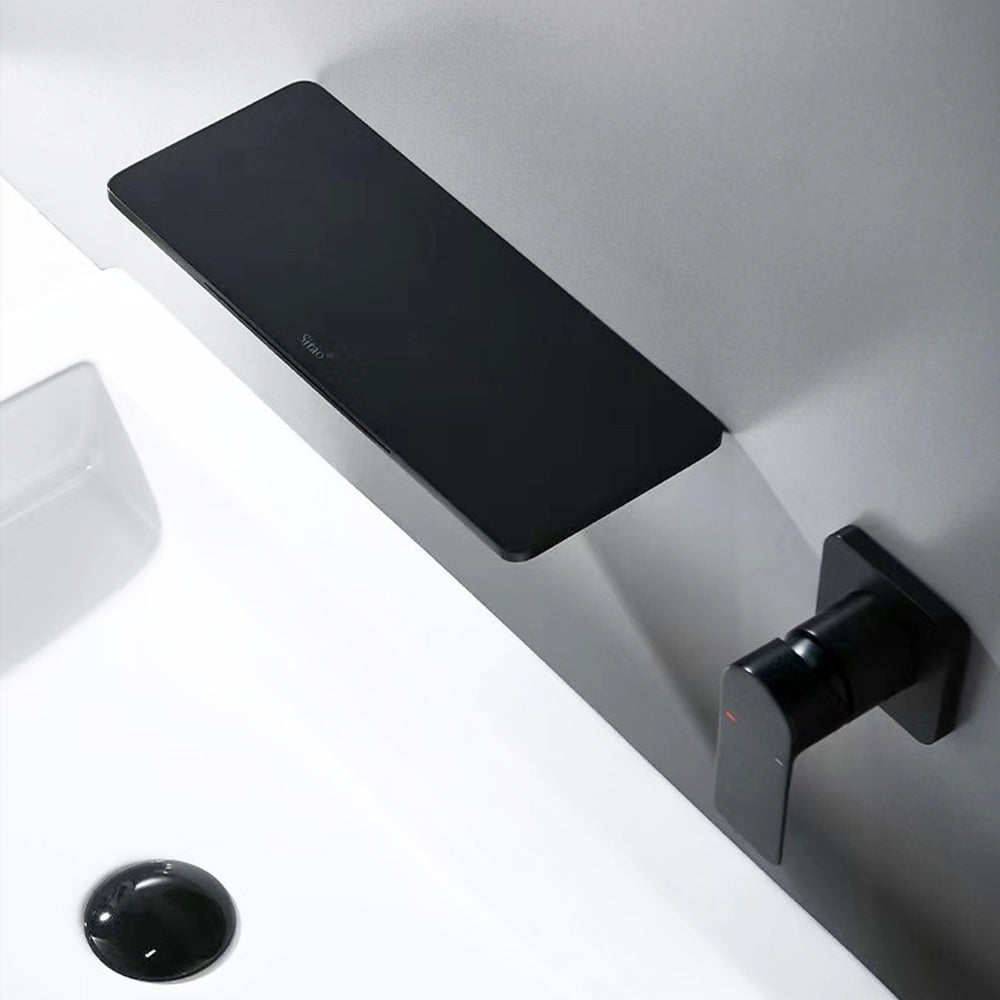 Brass Wall-Mounted Basin Faucet  Modern Waterfall Luxury Bathroom Sink Faucet