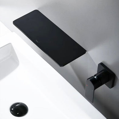 Brass Wall-Mounted Basin Faucet  Modern Waterfall Luxury Bathroom Sink Faucet