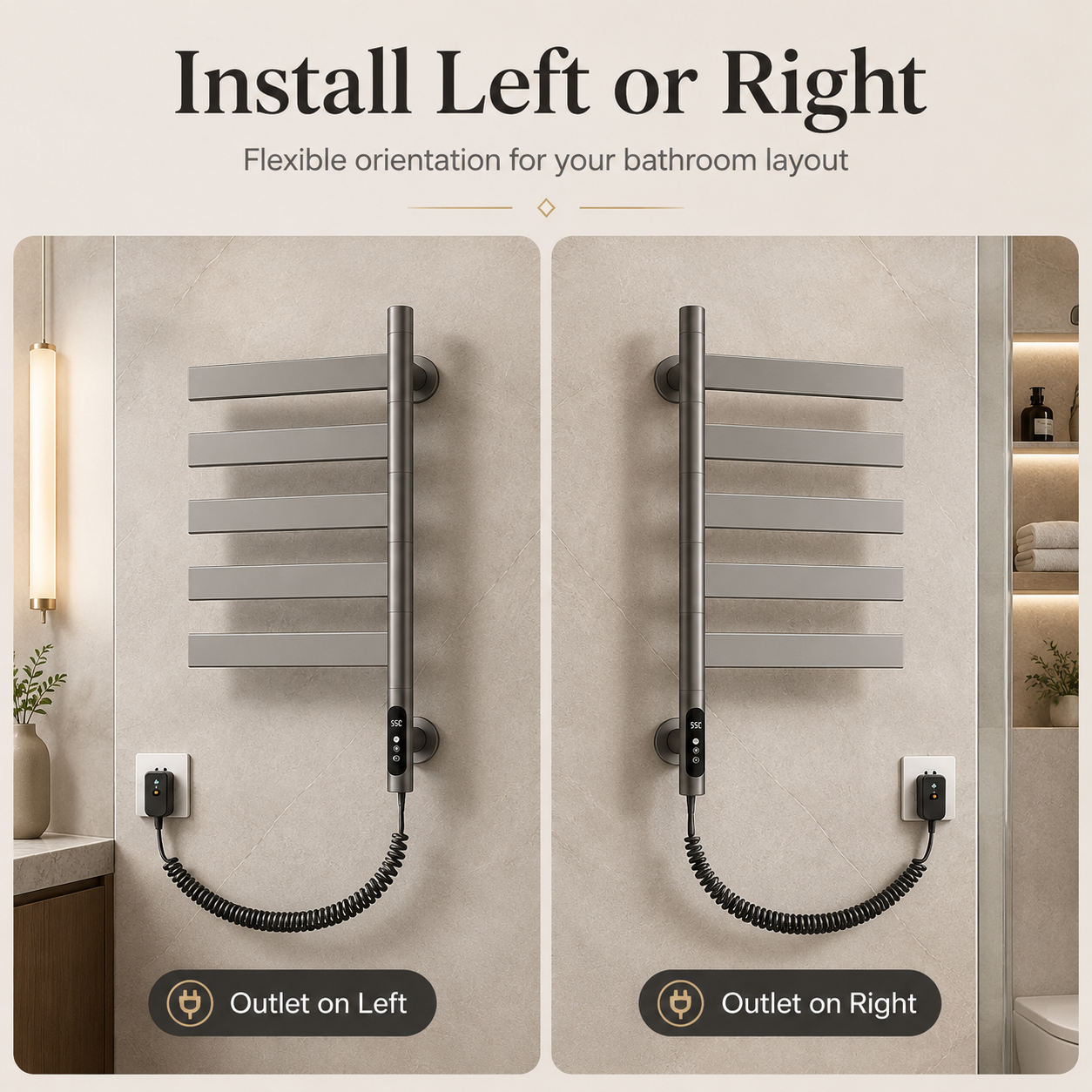 Swivel Electric Heated Towel Rack with Timer