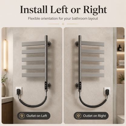 Swivel Electric Heated Towel Rack with Timer