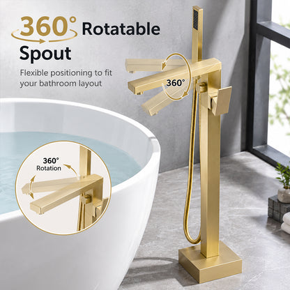 Bathroom Tub Faucet with Hand Shower Bathtub Faucet – Floor or Wall Inlet Installation