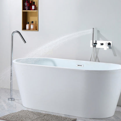Concealed Installation Floor-Mounted Bathtub Faucet with Handheld Shower