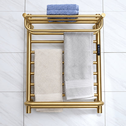 Wall-Mounted Electric Towel Warmer with Built-In Storage Shelf