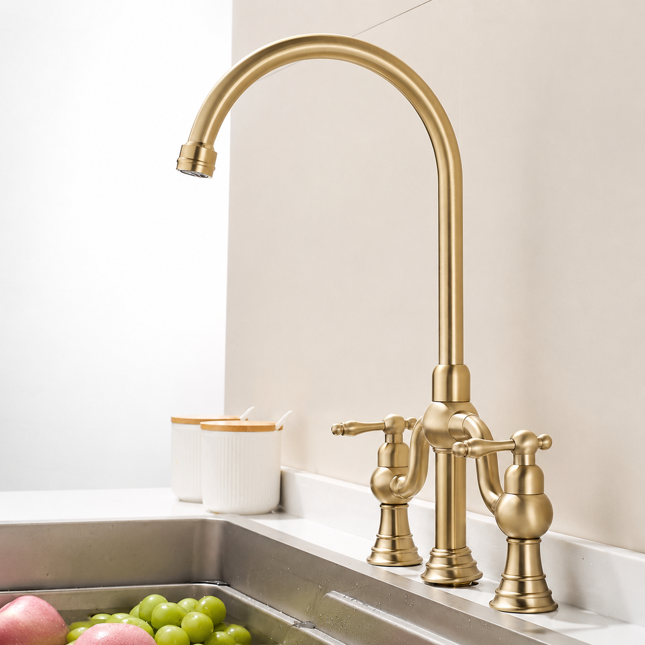 Kitchen Faucet Dual Handle High Arc Luxury Tap